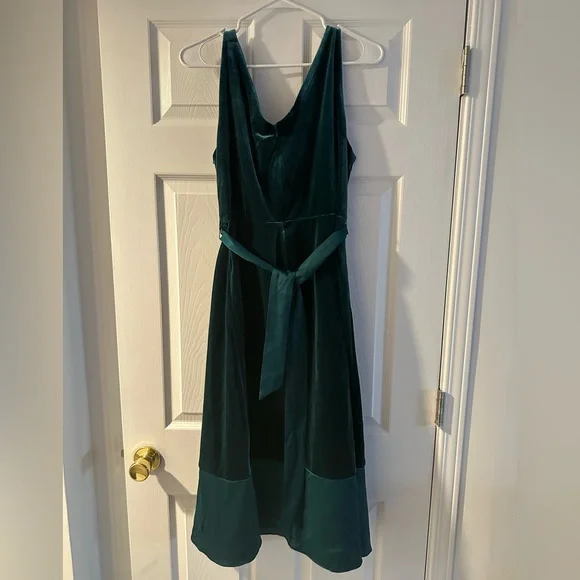 DKNY Deep Turquoise Velvet Faux Wrap Tie Dress - Picture 4 of 5